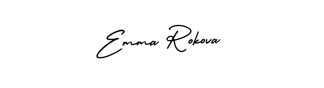You should practise on your own different ways (AmerikaSignatureDemo-Regular) to write your name (Emma Rokova) in signature. don't let someone else do it for you. Emma Rokova signature style 3 images and pictures png