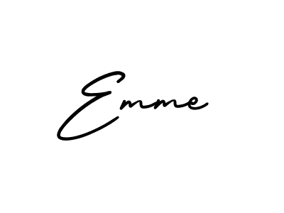 You should practise on your own different ways (AmerikaSignatureDemo-Regular) to write your name (Emme) in signature. don't let someone else do it for you. Emme signature style 3 images and pictures png