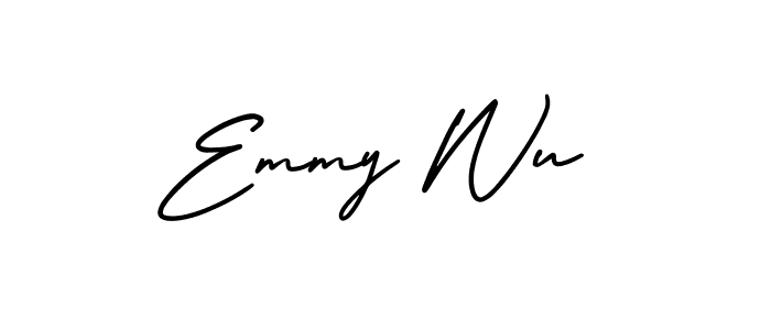 The best way (AmerikaSignatureDemo-Regular) to make a short signature is to pick only two or three words in your name. The name Emmy Wu include a total of six letters. For converting this name. Emmy Wu signature style 3 images and pictures png