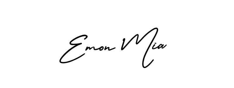 Emon Mia stylish signature style. Best Handwritten Sign (AmerikaSignatureDemo-Regular) for my name. Handwritten Signature Collection Ideas for my name Emon Mia. Emon Mia signature style 3 images and pictures png