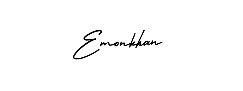 Similarly AmerikaSignatureDemo-Regular is the best handwritten signature design. Signature creator online .You can use it as an online autograph creator for name Emonkhan. Emonkhan signature style 3 images and pictures png