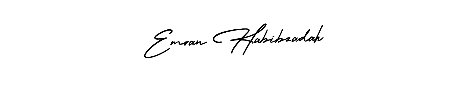 The best way (AmerikaSignatureDemo-Regular) to make a short signature is to pick only two or three words in your name. The name Emran Habibzadah include a total of six letters. For converting this name. Emran Habibzadah signature style 3 images and pictures png