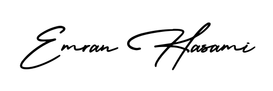 A timeless handwritten aesthetic for Emran Hasami. The AmerikaSignatureDemo-Regular font gives your signature a handcrafted feel with natural curves. Emran Hasami signature style 3 images and pictures png