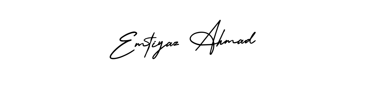 The best way (AmerikaSignatureDemo-Regular) to make a short signature is to pick only two or three words in your name. The name Emtiyaz Ahmad include a total of six letters. For converting this name. Emtiyaz Ahmad signature style 3 images and pictures png