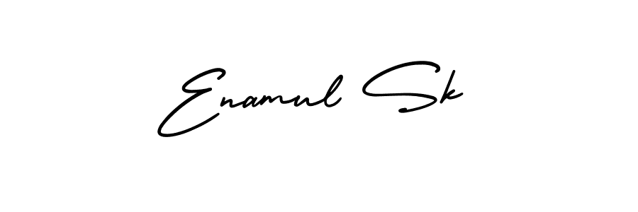 The best way (AmerikaSignatureDemo-Regular) to make a short signature is to pick only two or three words in your name. The name Enamul Sk include a total of six letters. For converting this name. Enamul Sk signature style 3 images and pictures png