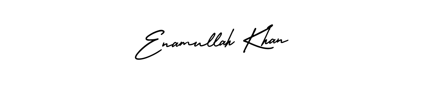 You should practise on your own different ways (AmerikaSignatureDemo-Regular) to write your name (Enamullah Khan) in signature. don't let someone else do it for you. Enamullah Khan signature style 3 images and pictures png