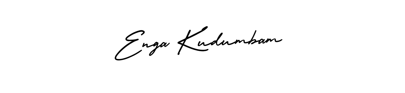 You should practise on your own different ways (AmerikaSignatureDemo-Regular) to write your name (Enga Kudumbam) in signature. don't let someone else do it for you. Enga Kudumbam signature style 3 images and pictures png