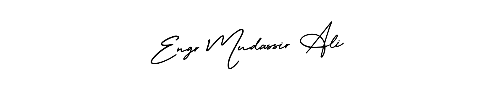 This is the best signature style for the Engr Mudassir Ali name. Also you like these signature font (AmerikaSignatureDemo-Regular). Mix name signature. Engr Mudassir Ali signature style 3 images and pictures png