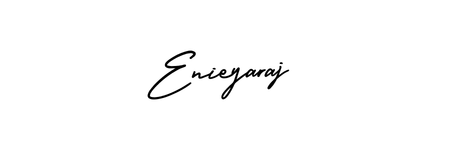 You should practise on your own different ways (AmerikaSignatureDemo-Regular) to write your name (Enieyaraj) in signature. don't let someone else do it for you. Enieyaraj signature style 3 images and pictures png