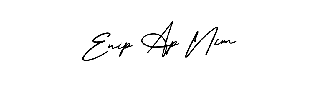 You should practise on your own different ways (AmerikaSignatureDemo-Regular) to write your name (Enip Ap Nim) in signature. don't let someone else do it for you. Enip Ap Nim signature style 3 images and pictures png