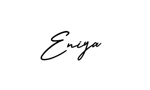 You should practise on your own different ways (AmerikaSignatureDemo-Regular) to write your name (Eniya) in signature. don't let someone else do it for you. Eniya signature style 3 images and pictures png