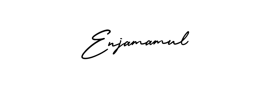 The best way (AmerikaSignatureDemo-Regular) to make a short signature is to pick only two or three words in your name. The name Enjamamul include a total of six letters. For converting this name. Enjamamul signature style 3 images and pictures png