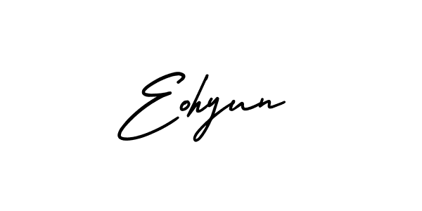 The best way (AmerikaSignatureDemo-Regular) to make a short signature is to pick only two or three words in your name. The name Eohyun include a total of six letters. For converting this name. Eohyun signature style 3 images and pictures png