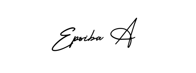 How to make Epsiba A name signature. Use AmerikaSignatureDemo-Regular style for creating short signs online. This is the latest handwritten sign. Epsiba A signature style 3 images and pictures png