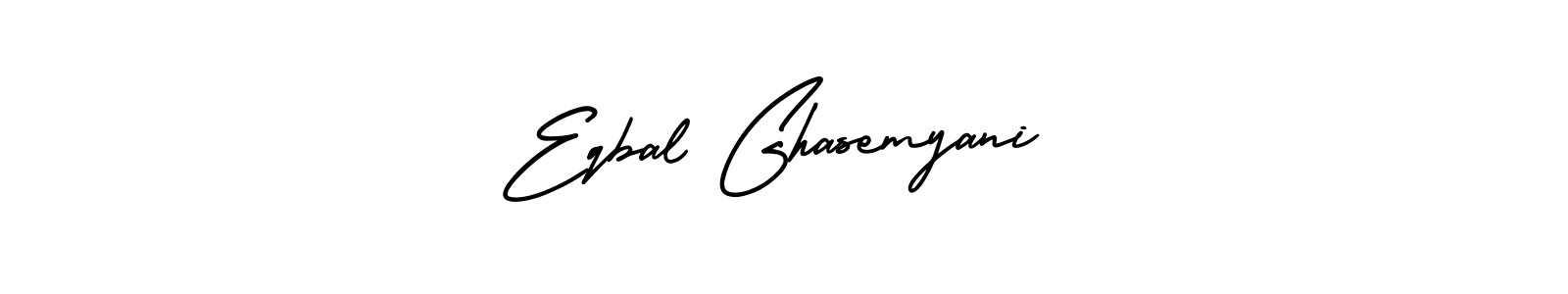 This is the best signature style for the Eqbal Ghasemyani name. Also you like these signature font (AmerikaSignatureDemo-Regular). Mix name signature. Eqbal Ghasemyani signature style 3 images and pictures png