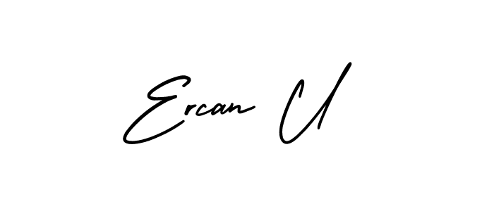 How to make Ercan U signature? AmerikaSignatureDemo-Regular is a professional autograph style. Create handwritten signature for Ercan U name. Ercan U signature style 3 images and pictures png