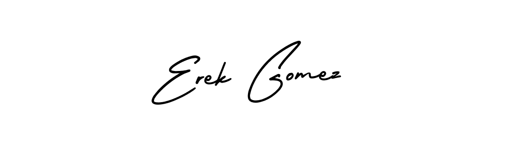 The best way (AmerikaSignatureDemo-Regular) to make a short signature is to pick only two or three words in your name. The name Erek Gomez include a total of six letters. For converting this name. Erek Gomez signature style 3 images and pictures png