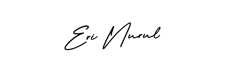 You should practise on your own different ways (AmerikaSignatureDemo-Regular) to write your name (Eri Nurul) in signature. don't let someone else do it for you. Eri Nurul signature style 3 images and pictures png