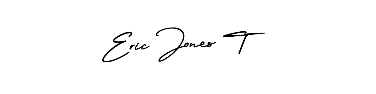 You should practise on your own different ways (AmerikaSignatureDemo-Regular) to write your name (Eric Jones T) in signature. don't let someone else do it for you. Eric Jones T signature style 3 images and pictures png