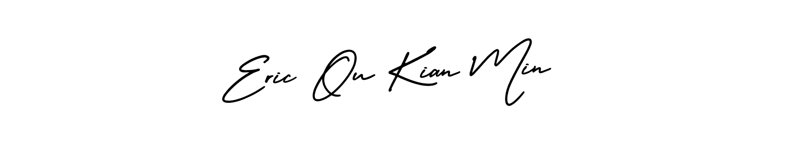 The best way (AmerikaSignatureDemo-Regular) to make a short signature is to pick only two or three words in your name. The name Eric Ou Kian Min include a total of six letters. For converting this name. Eric Ou Kian Min signature style 3 images and pictures png