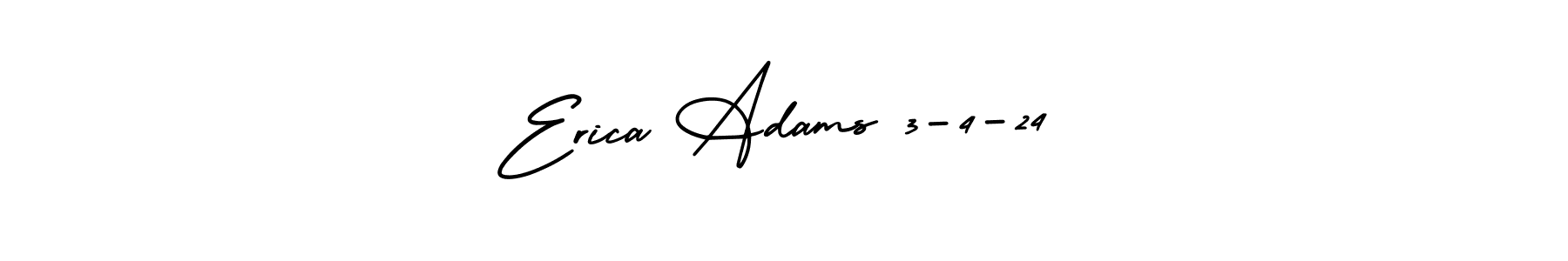 The best way (AmerikaSignatureDemo-Regular) to make a short signature is to pick only two or three words in your name. The name Erica Adams 3-4-24 include a total of six letters. For converting this name. Erica Adams 3-4-24 signature style 3 images and pictures png