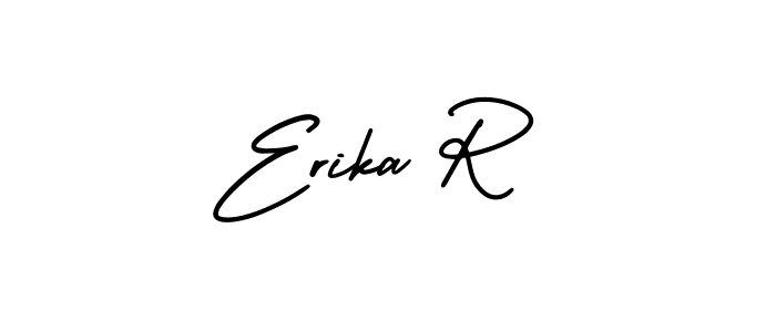 How to make Erika R name signature. Use AmerikaSignatureDemo-Regular style for creating short signs online. This is the latest handwritten sign. Erika R signature style 3 images and pictures png