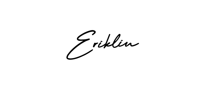 You should practise on your own different ways (AmerikaSignatureDemo-Regular) to write your name (Erikliu) in signature. don't let someone else do it for you. Erikliu signature style 3 images and pictures png