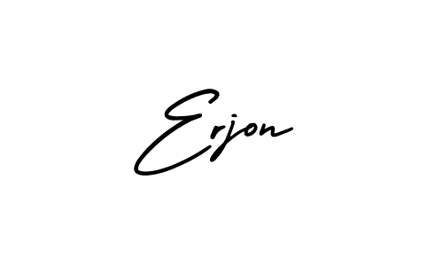 How to make Erjon name signature. Use AmerikaSignatureDemo-Regular style for creating short signs online. This is the latest handwritten sign. Erjon signature style 3 images and pictures png