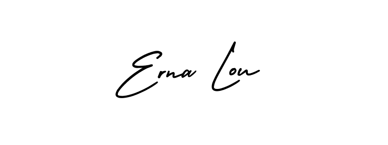 You should practise on your own different ways (AmerikaSignatureDemo-Regular) to write your name (Erna Lou) in signature. don't let someone else do it for you. Erna Lou signature style 3 images and pictures png