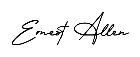 The AmerikaSignatureDemo-Regular typeface gives name Ernest Allen a refined look. Suitable for certificates, diplomas, and official verification. Ernest Allen signature style 3 images and pictures png