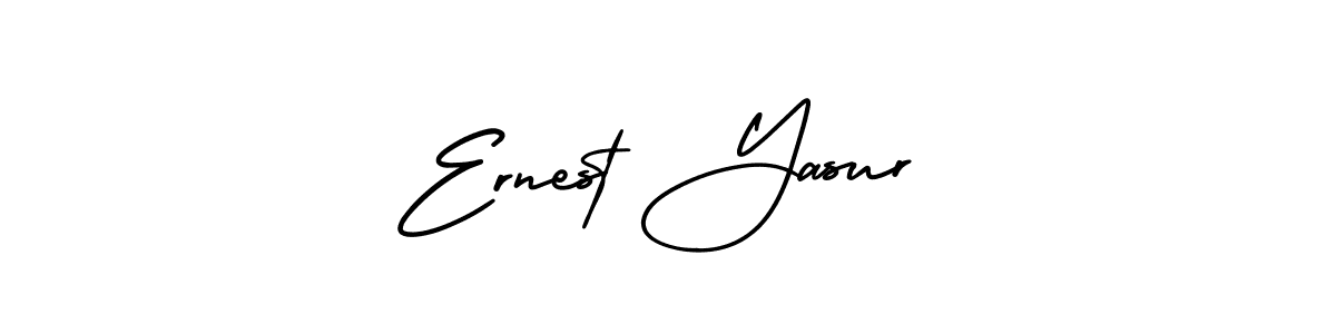 The best way (AmerikaSignatureDemo-Regular) to make a short signature is to pick only two or three words in your name. The name Ernest Yasur include a total of six letters. For converting this name. Ernest Yasur signature style 3 images and pictures png