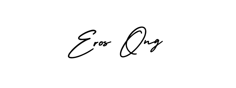 You should practise on your own different ways (AmerikaSignatureDemo-Regular) to write your name (Eros Ong) in signature. don't let someone else do it for you. Eros Ong signature style 3 images and pictures png