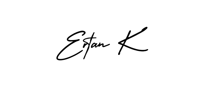 How to make Ertan K name signature. Use AmerikaSignatureDemo-Regular style for creating short signs online. This is the latest handwritten sign. Ertan K signature style 3 images and pictures png