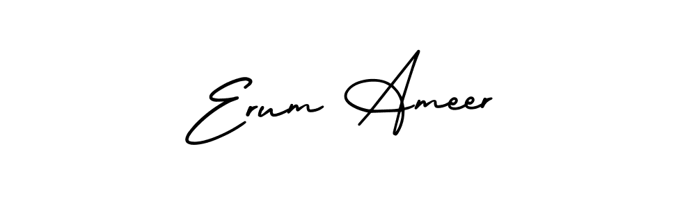 AmerikaSignatureDemo-Regular is a professional signature style that is perfect for those who want to add a touch of class to their signature. It is also a great choice for those who want to make their signature more unique. Get Erum Ameer name to fancy signature for free. Erum Ameer signature style 3 images and pictures png