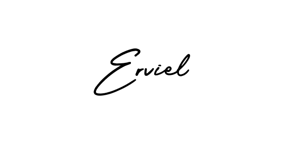 You should practise on your own different ways (AmerikaSignatureDemo-Regular) to write your name (Erviel) in signature. don't let someone else do it for you. Erviel signature style 3 images and pictures png