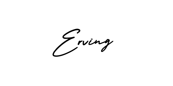 You should practise on your own different ways (AmerikaSignatureDemo-Regular) to write your name (Erving) in signature. don't let someone else do it for you. Erving signature style 3 images and pictures png