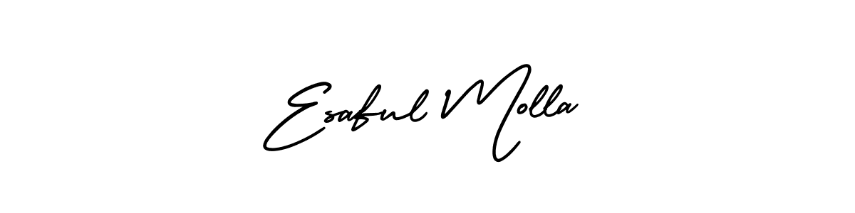 The best way (AmerikaSignatureDemo-Regular) to make a short signature is to pick only two or three words in your name. The name Esaful Molla include a total of six letters. For converting this name. Esaful Molla signature style 3 images and pictures png