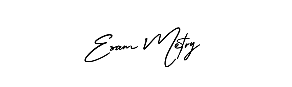 This is the best signature style for the Esam Metry name. Also you like these signature font (AmerikaSignatureDemo-Regular). Mix name signature. Esam Metry signature style 3 images and pictures png