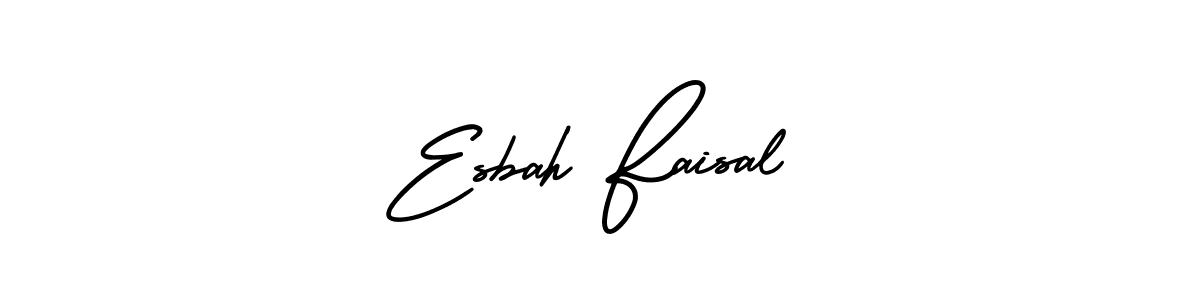 This is the best signature style for the Esbah Faisal name. Also you like these signature font (AmerikaSignatureDemo-Regular). Mix name signature. Esbah Faisal signature style 3 images and pictures png