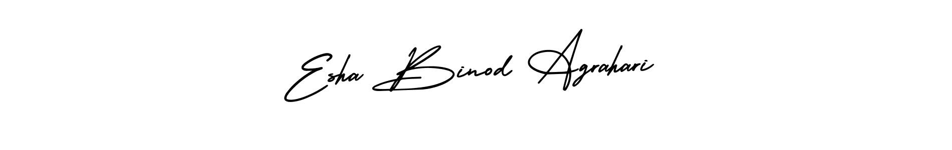 You should practise on your own different ways (AmerikaSignatureDemo-Regular) to write your name (Esha Binod Agrahari) in signature. don't let someone else do it for you. Esha Binod Agrahari signature style 3 images and pictures png