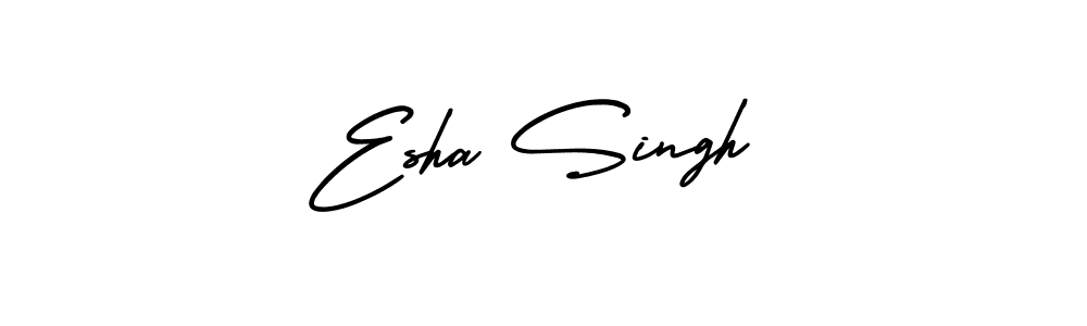 You should practise on your own different ways (AmerikaSignatureDemo-Regular) to write your name (Esha Singh) in signature. don't let someone else do it for you. Esha Singh signature style 3 images and pictures png