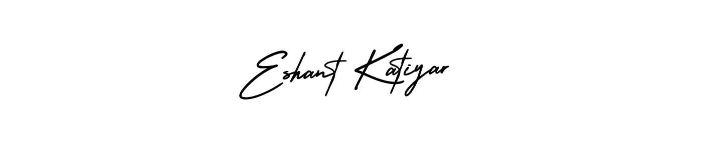 You should practise on your own different ways (AmerikaSignatureDemo-Regular) to write your name (Eshant Katiyar) in signature. don't let someone else do it for you. Eshant Katiyar signature style 3 images and pictures png