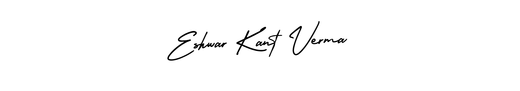 You should practise on your own different ways (AmerikaSignatureDemo-Regular) to write your name (Eshwar Kant Verma) in signature. don't let someone else do it for you. Eshwar Kant Verma signature style 3 images and pictures png