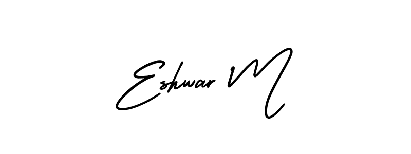 This is the best signature style for the Eshwar M name. Also you like these signature font (AmerikaSignatureDemo-Regular). Mix name signature. Eshwar M signature style 3 images and pictures png
