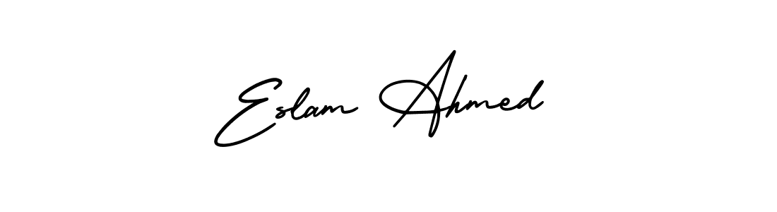 This is the best signature style for the Eslam Ahmed name. Also you like these signature font (AmerikaSignatureDemo-Regular). Mix name signature. Eslam Ahmed signature style 3 images and pictures png