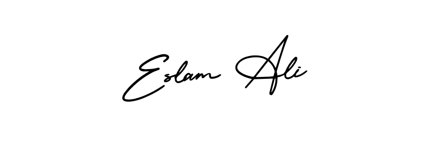 The best way (AmerikaSignatureDemo-Regular) to make a short signature is to pick only two or three words in your name. The name Eslam Ali include a total of six letters. For converting this name. Eslam Ali signature style 3 images and pictures png