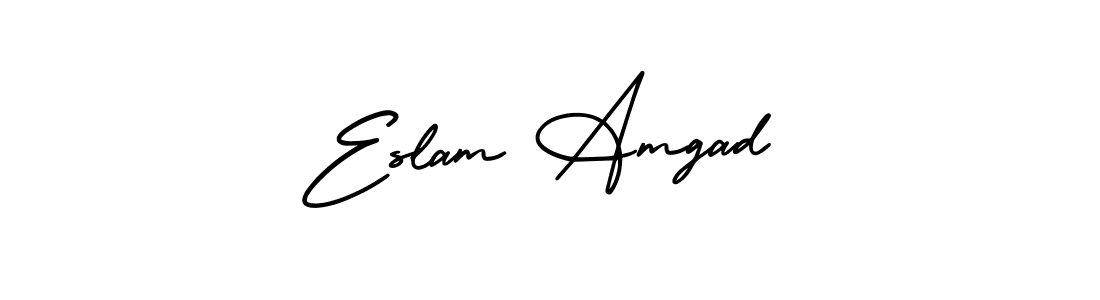 How to make Eslam Amgad name signature. Use AmerikaSignatureDemo-Regular style for creating short signs online. This is the latest handwritten sign. Eslam Amgad signature style 3 images and pictures png