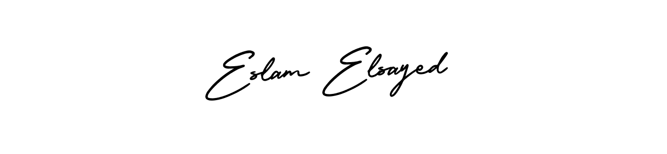 The best way (AmerikaSignatureDemo-Regular) to make a short signature is to pick only two or three words in your name. The name Eslam Elsayed include a total of six letters. For converting this name. Eslam Elsayed signature style 3 images and pictures png
