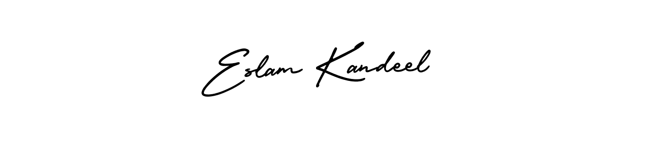 You should practise on your own different ways (AmerikaSignatureDemo-Regular) to write your name (Eslam Kandeel) in signature. don't let someone else do it for you. Eslam Kandeel signature style 3 images and pictures png