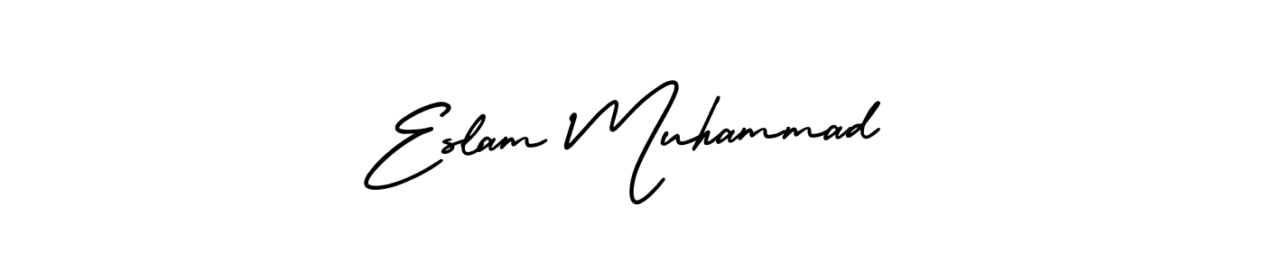 Eslam Muhammad stylish signature style. Best Handwritten Sign (AmerikaSignatureDemo-Regular) for my name. Handwritten Signature Collection Ideas for my name Eslam Muhammad. Eslam Muhammad signature style 3 images and pictures png